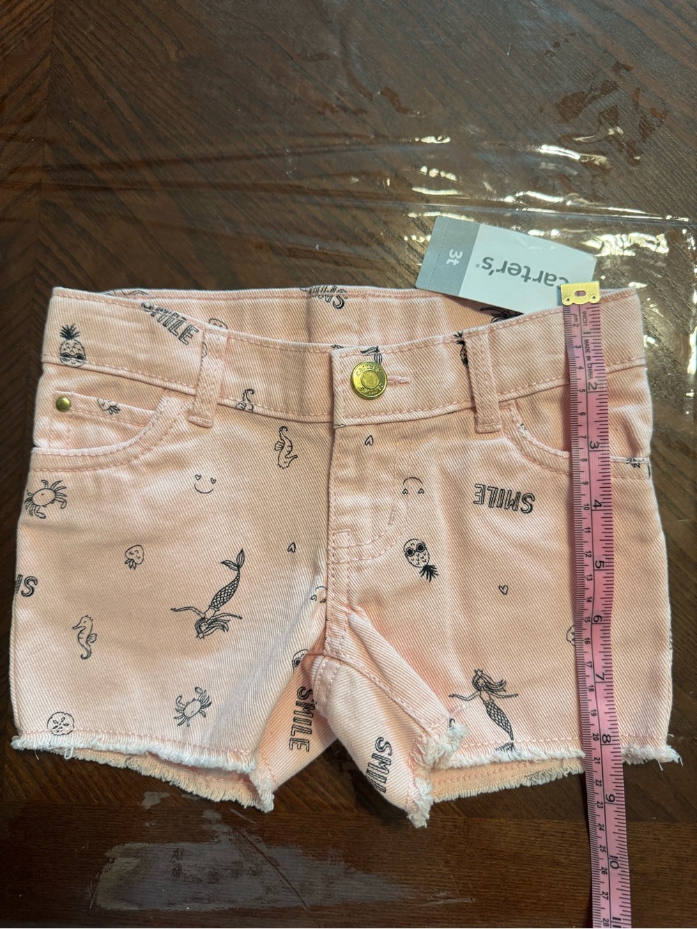 Carter's Light Pink Mermaid Print Denim Shorts